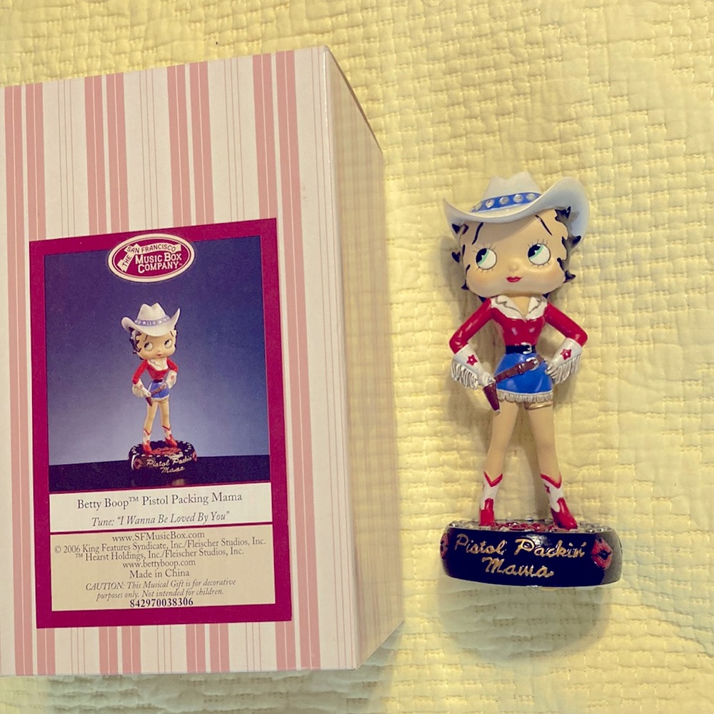 Pistol packin’ mama cowboy Betty Boop music figurine
